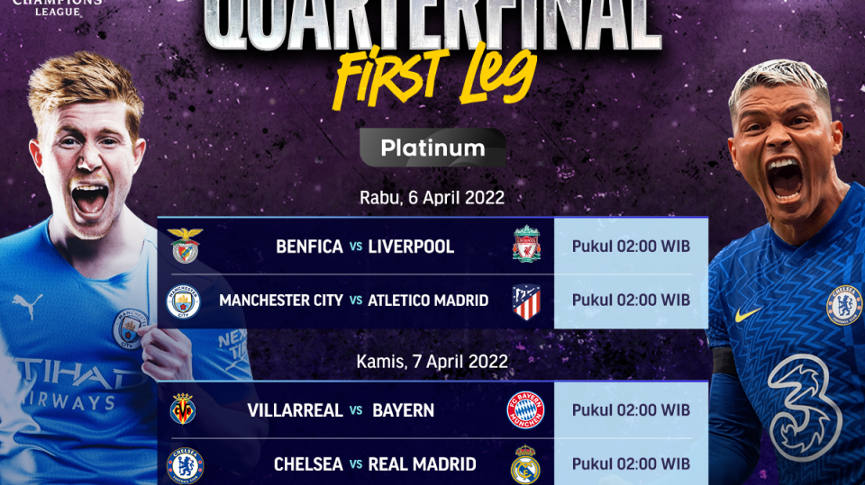 Jadwal dan Link Live Streaming Liga Champions 2022 Babak Perempat Final Leg Pertama