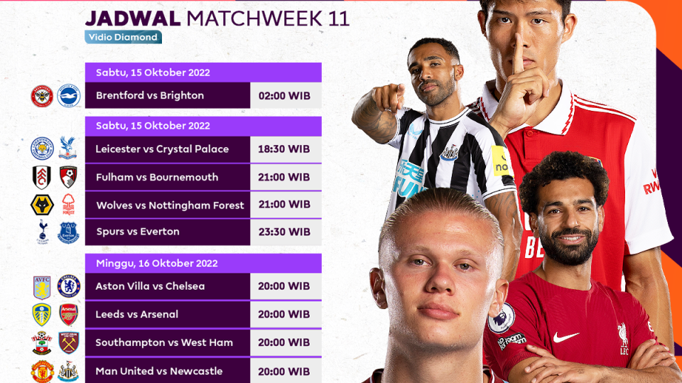 Jadwal Lengkap Liga Inggris 2022/23 Pekan 11