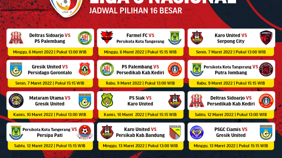 Saksikan Live Streaming Babak 16 Besar Liga 3 2021/22 di Vidio