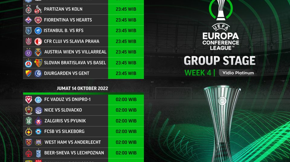 Jadwal Liga Konferensi Eropa 2022/23 Matchday 4