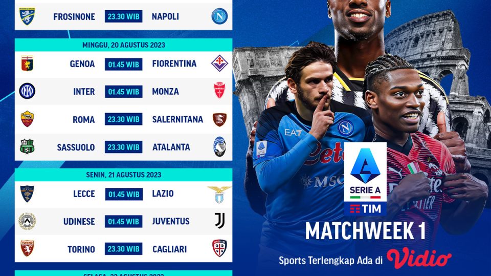 Jadwal dan Link Live Streaming Serie A Minggu 1 2023/2024