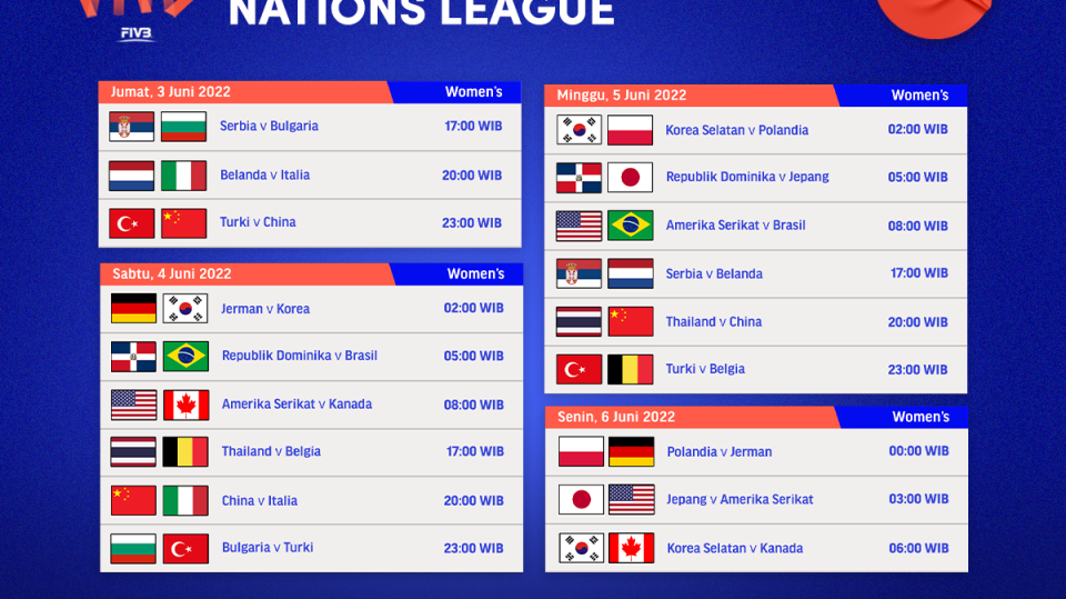 Live Streaming Volleyball Nations League (VNL) 2022 GRATIS di Vidio