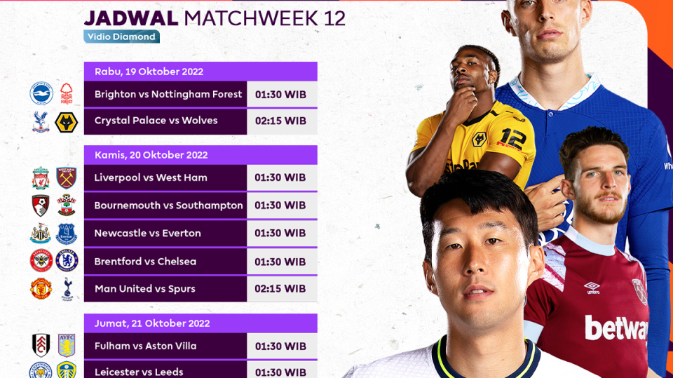 Jadwal Liga Inggris 2022/23 Pekan 12