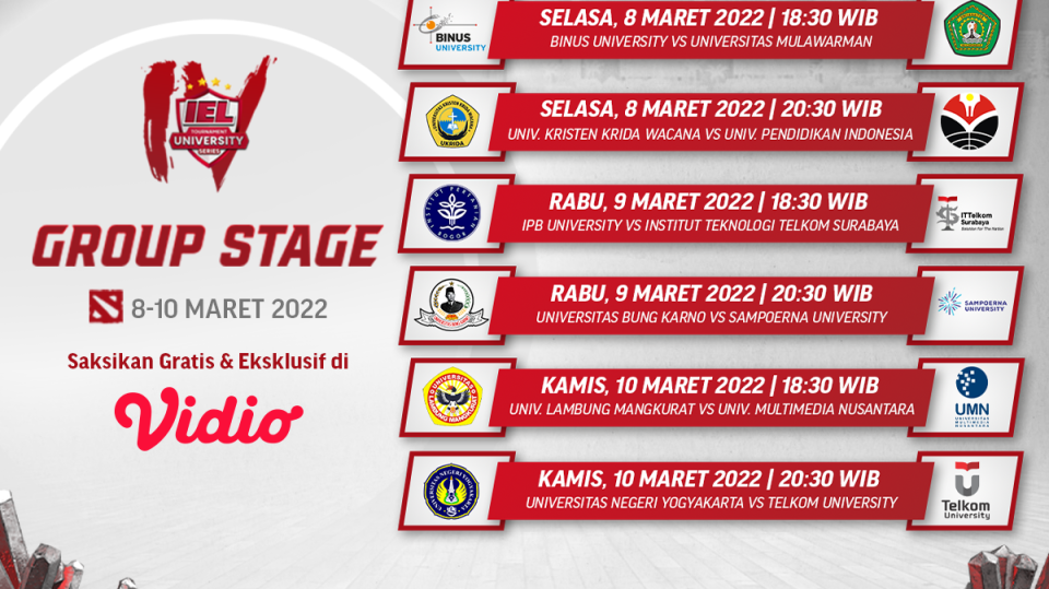 Saksikan Live Streaming IEL University Season 4 Dota 2 - Penyisihan Grup