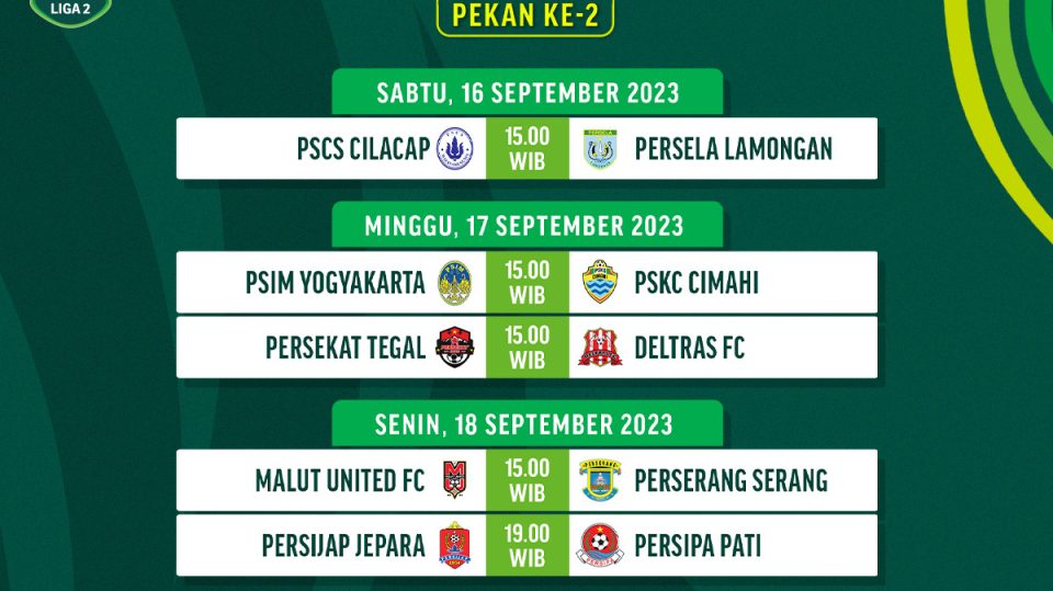 jadwal pegadaian liga 2 pekan 2