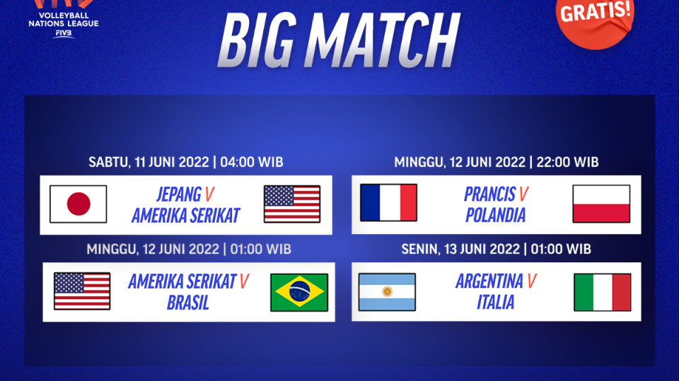 VNL 2022 Live Big Match
