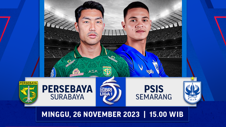 Jadwal link streaming Persebaya vs PSIS, Minggu (26/11/2023), pukul 15.00 WIB. BRI Liga 1 23/24