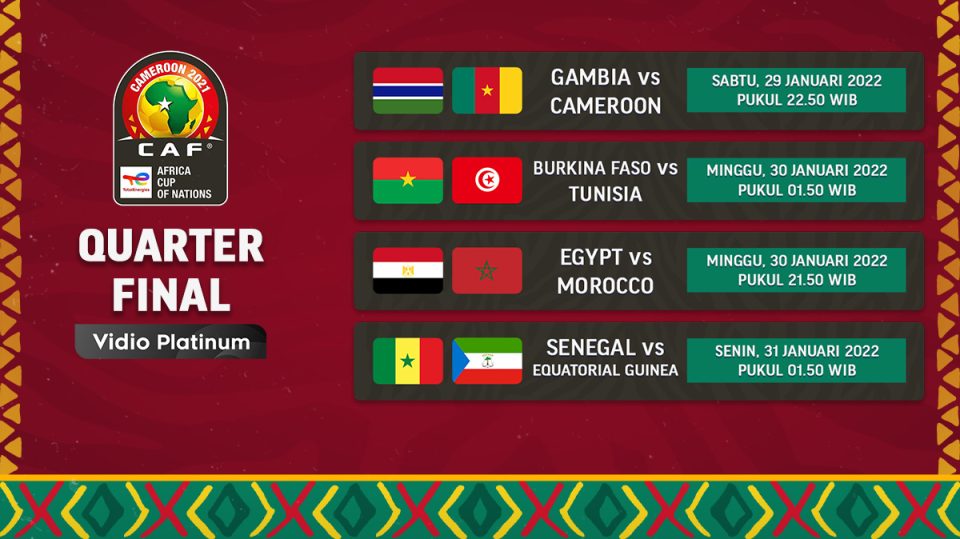Jadwal dan Link Live Streaming Perempat Final Piala Afrika 2022 di Vidio