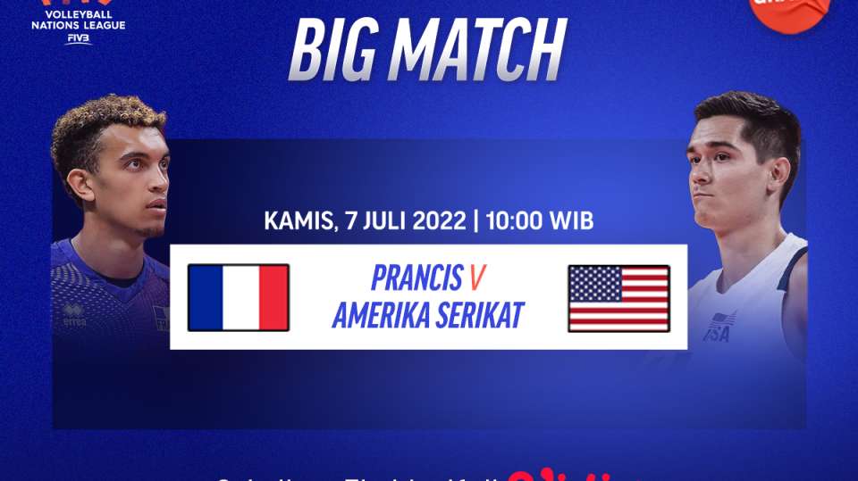 Live Streaming Prancis vs Amerika Serikat di VNL 2022 Putra