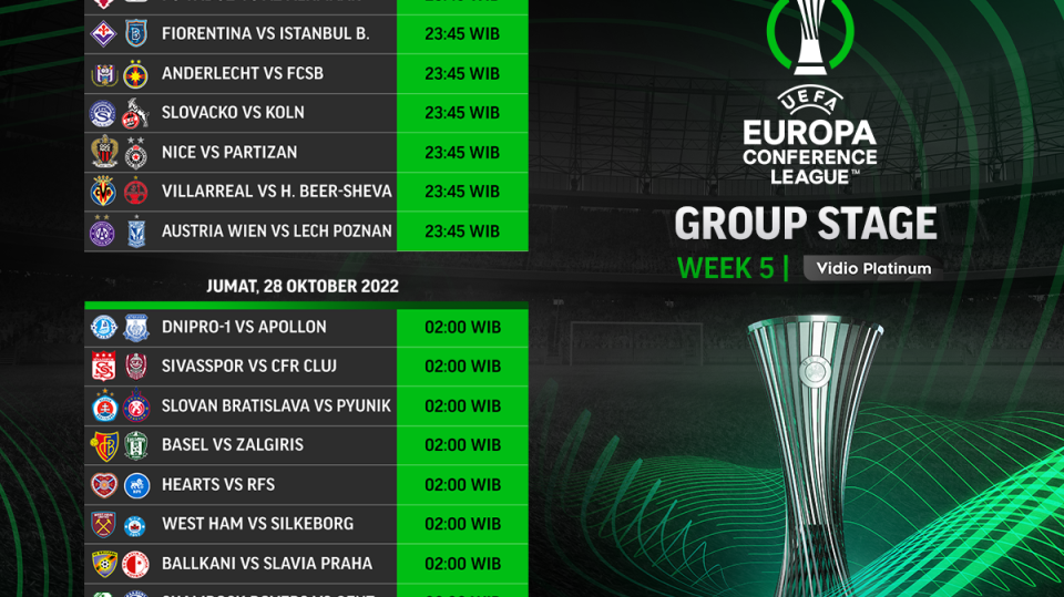 Jadwal Lengkap Liga Konferensi Eropa 2022/23 Matchday 5