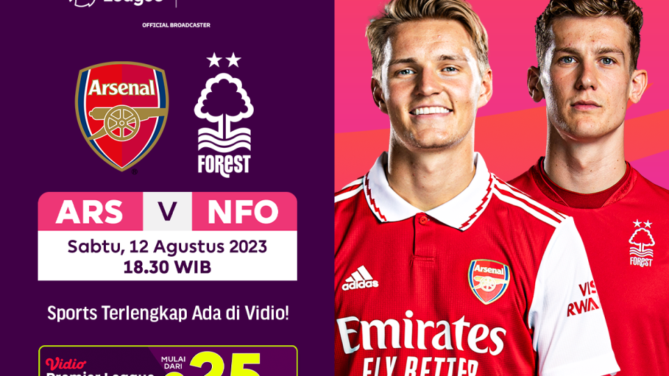Arsenal vs Nottingham Forest, Sabtu 12 Agustus 2023. Premier League/Liga Inggris