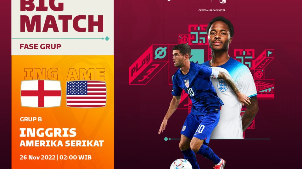Jadwal dan Link Live Streaming Piala Dunia 2022: Inggris vs Amerika Serikat di Vidio