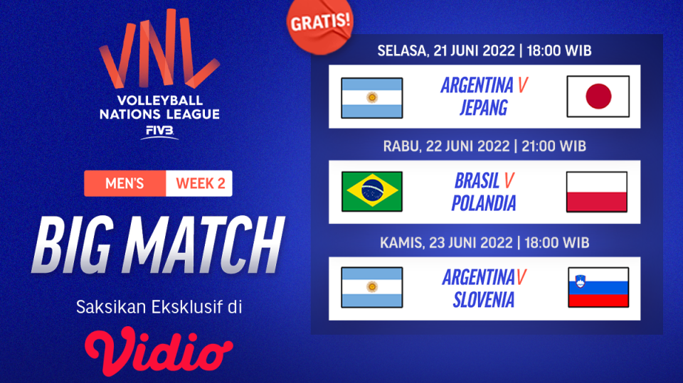 Live Streaming Brazil vs Polandia: Big Match VNL 2022 Putra