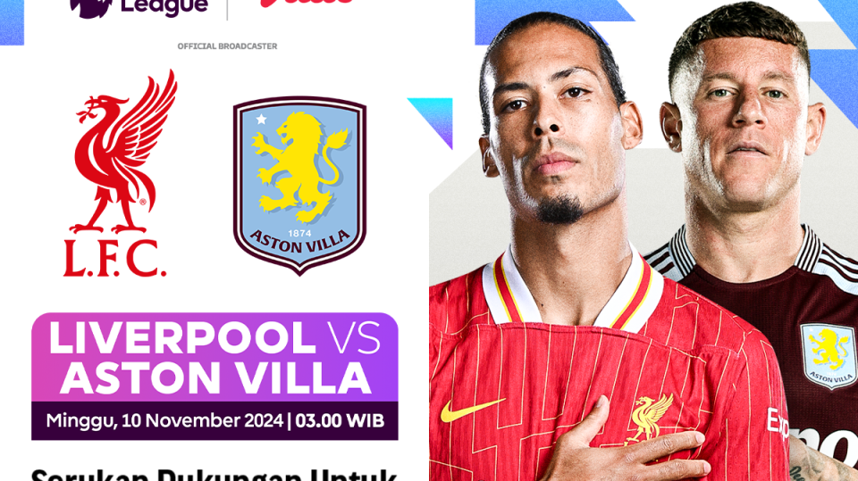 Link siaran langsung Liverpool vs Aston Villa