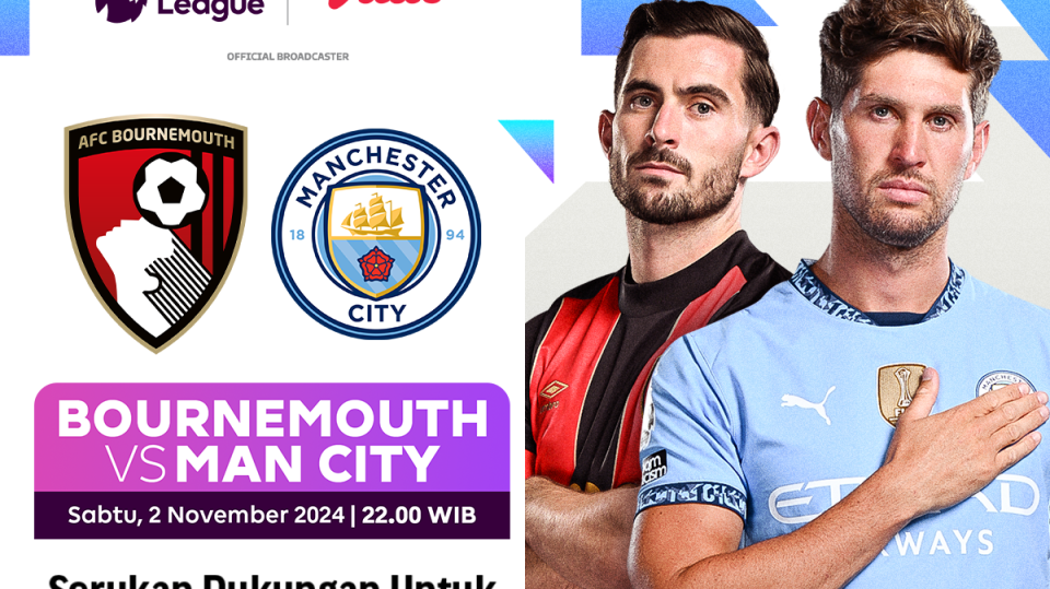 Link siaran langsung Bournemouth vs Manchester City