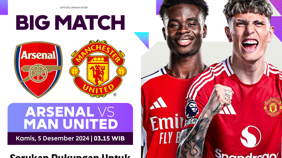 link siaran langsung arsenal vs manchester united liga inggris