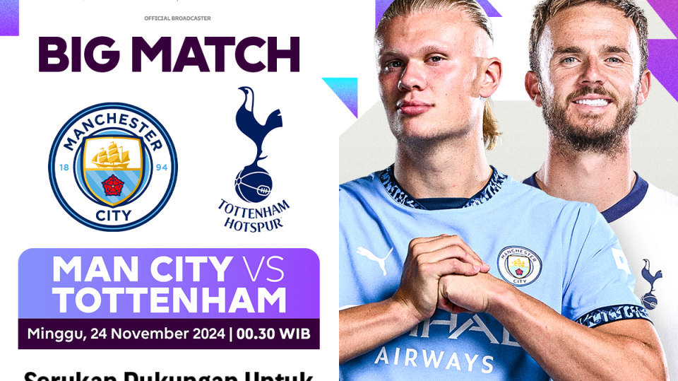 link siaran langsung manchester city vs tottenham liga inggris