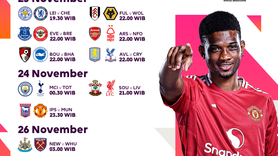 jadwal dan siaran langsung liga inggris matchweek 12