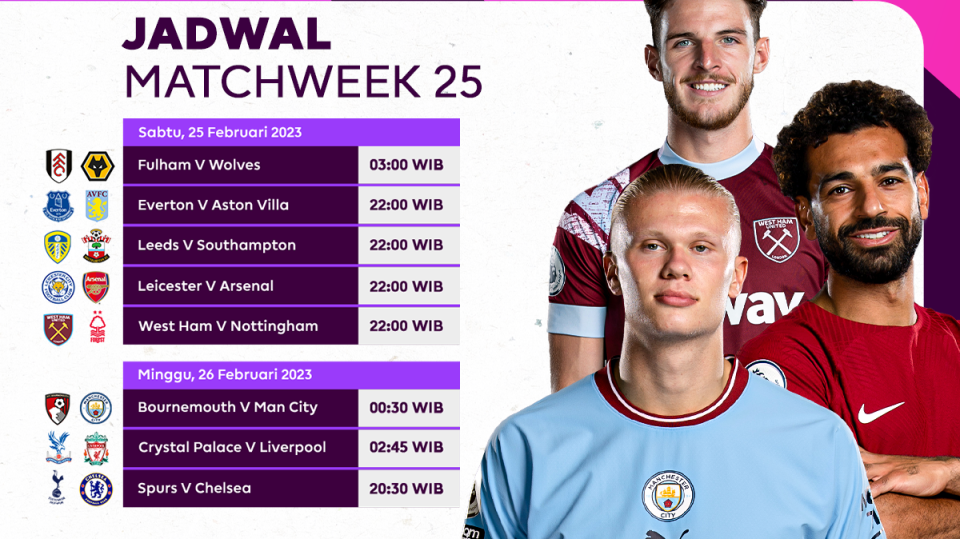 Siaran langsung Liga Inggris 2022/2023 matchweek 25