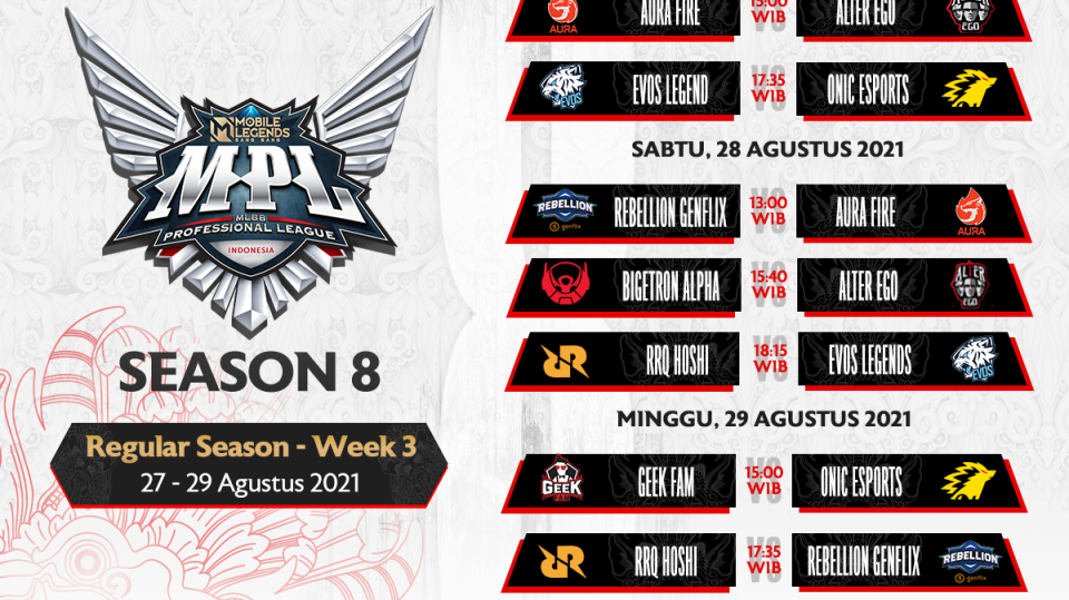 Link Live Streaming MPL ID Reguler Season 8 Pekan Ketiga