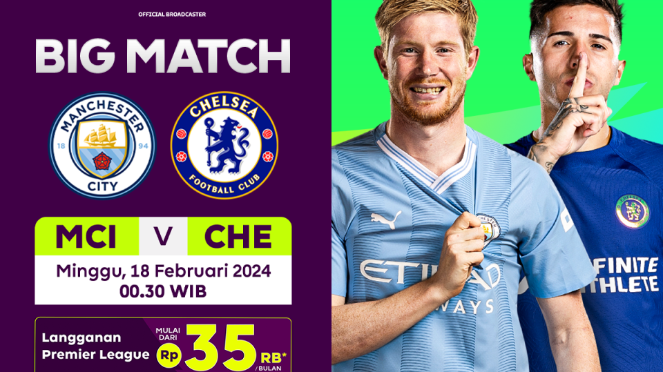 Jadwal Link Siaran Langsung Manchester City vs Chelsea