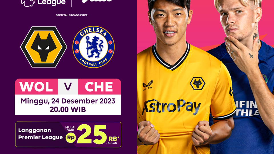 Link streaming Wolves vs Chelsea, Minggu (24/12/2023) di Vidio