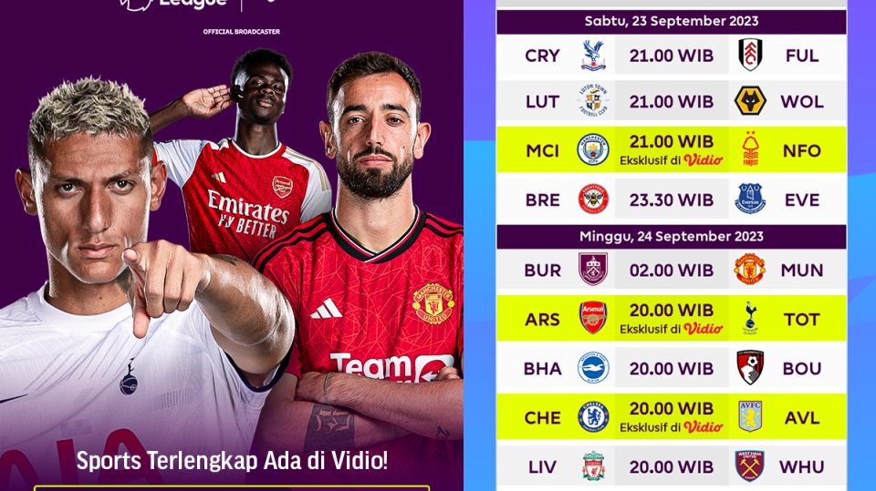 jadwal liga inggris gameweek 6