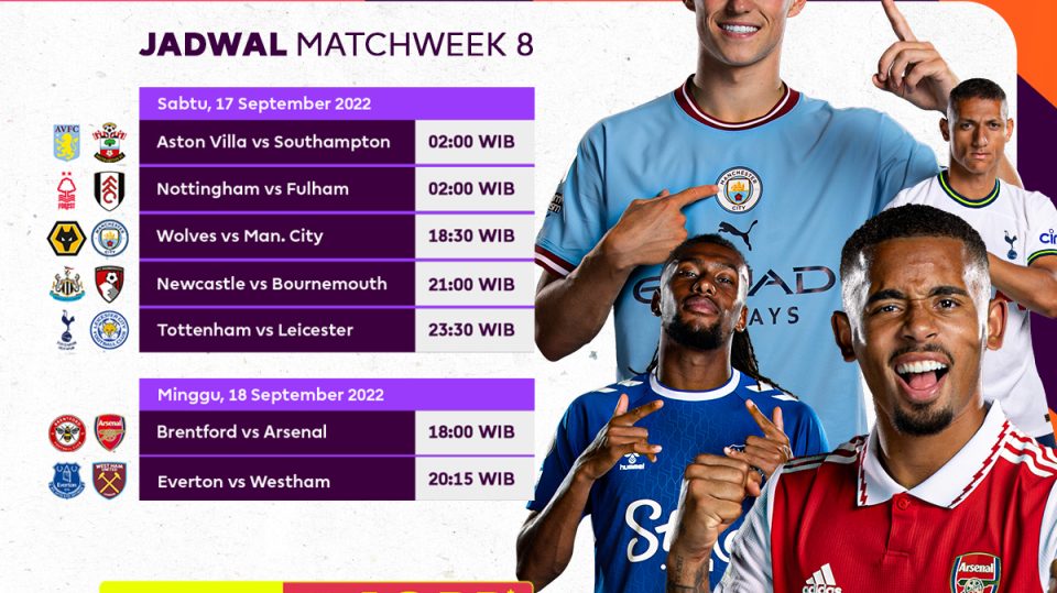 Jadwal Liga Inggris 2022/23 Pekan 8