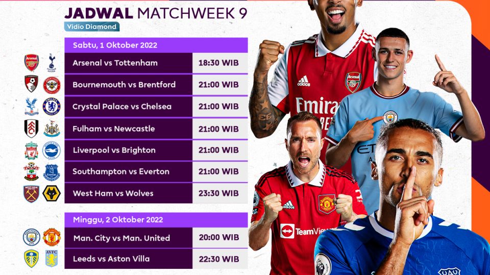 Jadwal Siaran Langsung Liga Inggris 2022/23 Pekan 9