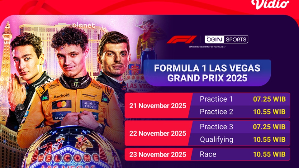 Saksikan F1 GP Las Vegas tayang hanya di Vidio.