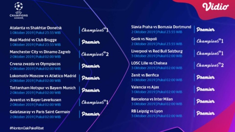 Jadwal Liga Champions Matchday 2