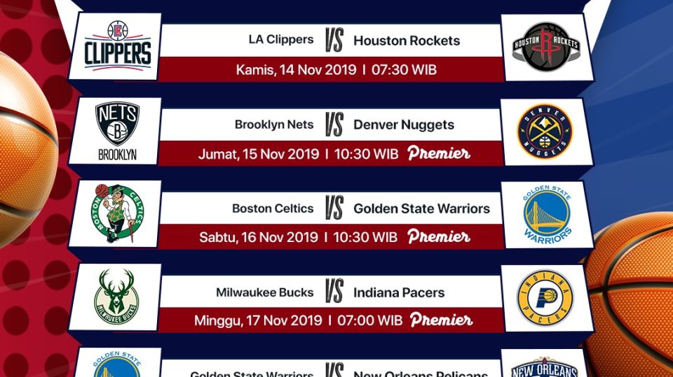 Jadwal NBA 13 - 18 November 2019