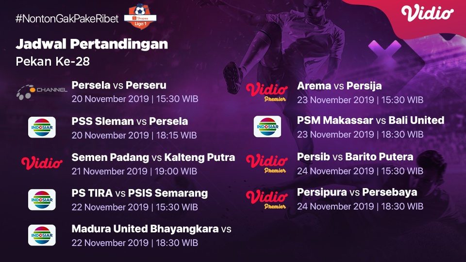 Jadwal Pertandingan Liga 1 Pekan 28