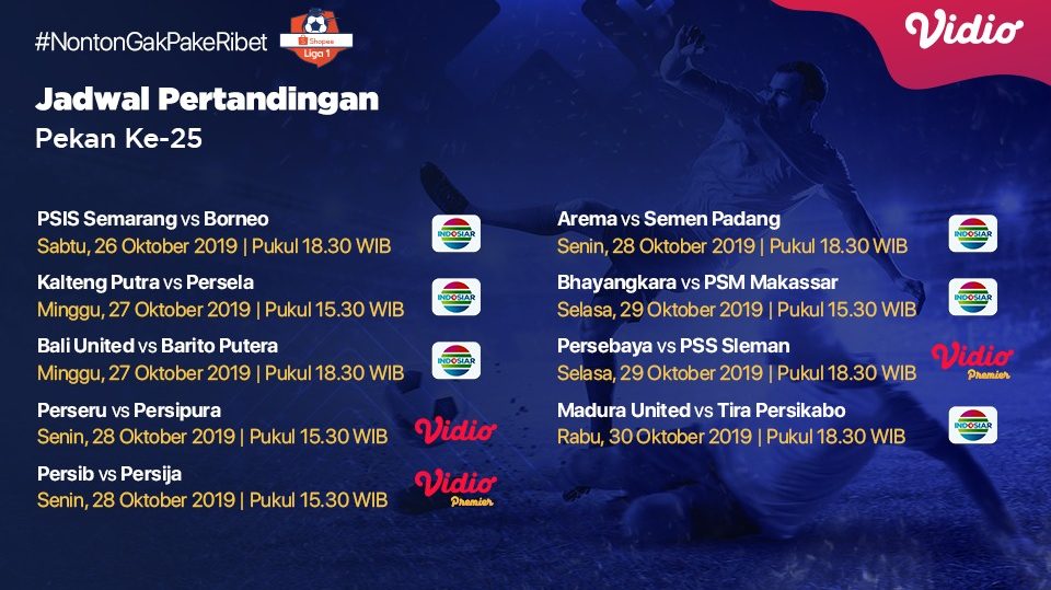 Jadwal Pertandingan Shopee Liga 1 Pekan 25