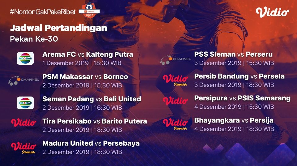Jadwal Shopee Liga 1 Pekan 30
