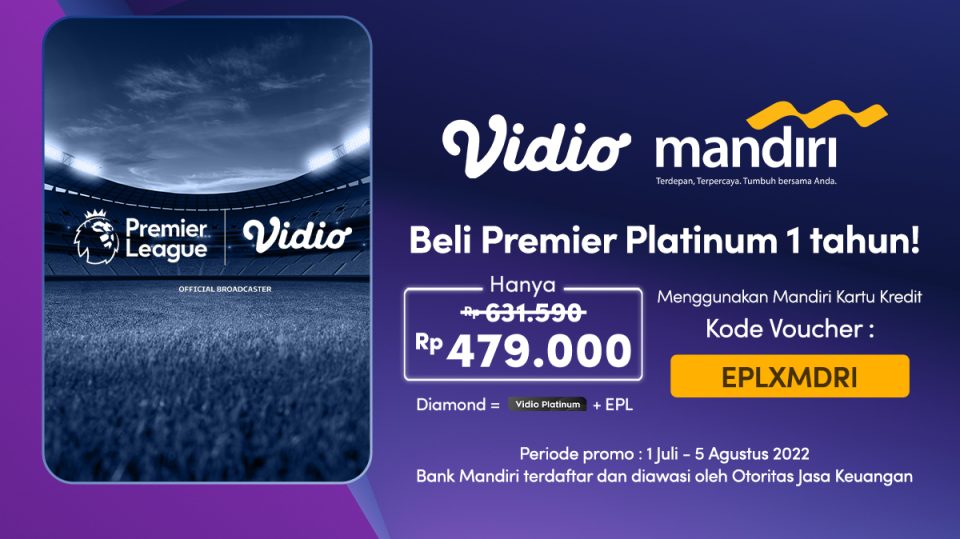 Promo Kartu Kredit Mandiri, Diskon Paket Vidio Diamond 1 Tahun cuma Rp 479.000!