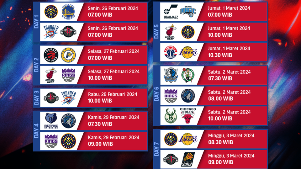 Jadwal NBA Week 19