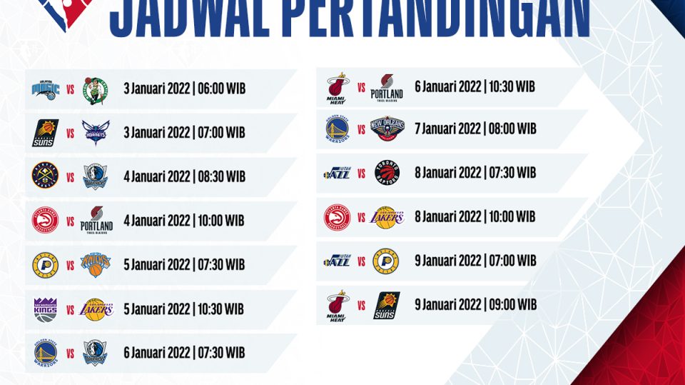 Jadwal dan Link Live Streaming NBA Regular Season 2021/22 Week 12 di Vidio