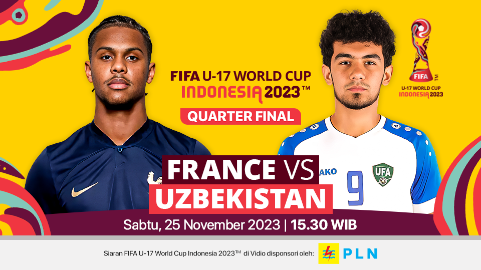 Jadwal link streaming Prancis vs Uzbekistan pada Jumat (25/11/2023), pukul 15.30 WIB. Saksikan Piala Dunia U-17 2023 di Vidio
