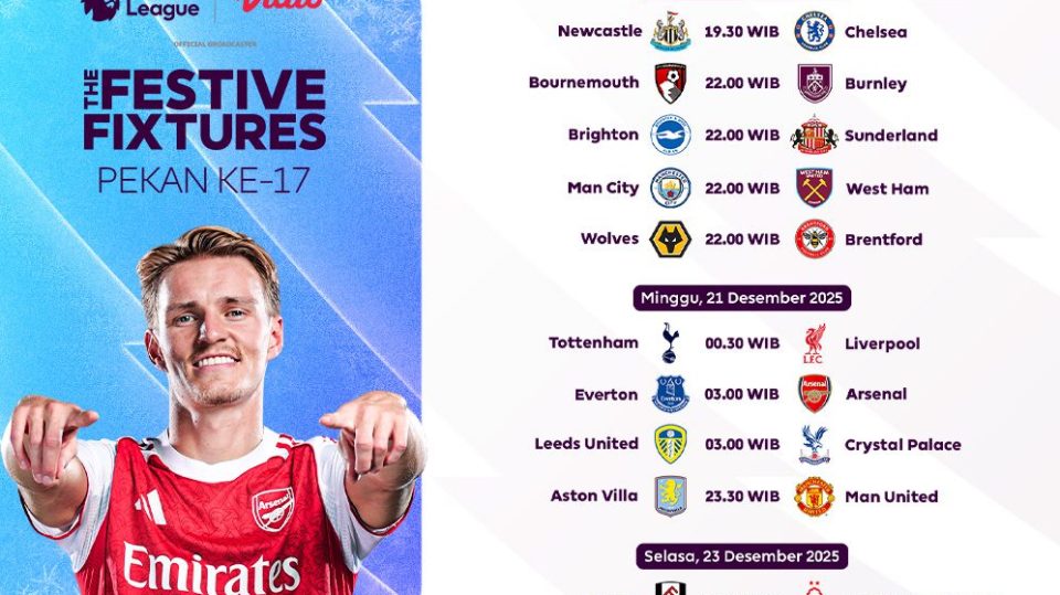 Saksikan Liga Inggris pekan 17 eksklusif di Vidio.