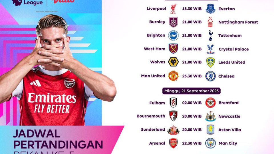 Jadwal Liga Inggris pekan kelima live streaming eksklusif di Vidio. (dok. vidio.com)