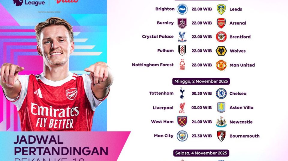 Jadwal Liga Inggris pekan ke-10, Saksikan di Vidio. (dok. vidio.com)
