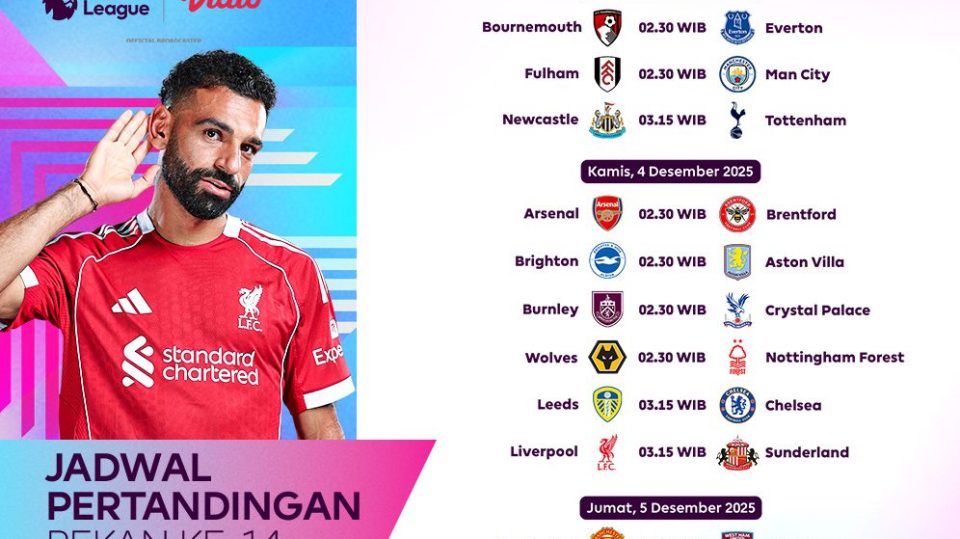 Saksikan Liga Inggris pekan ke-14 eksklusif di Vidio.