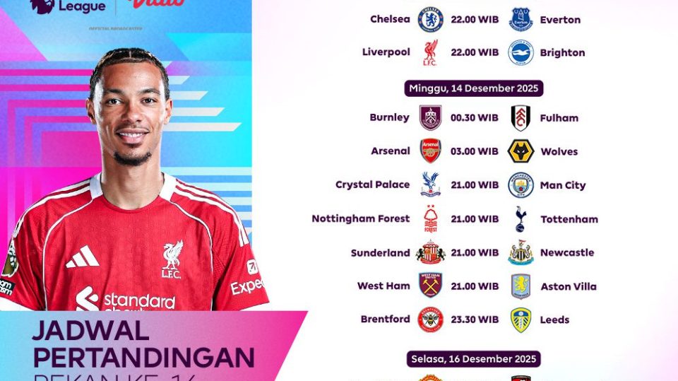 Saksikan Liga Inggris pekan ke-16 di Vidio.