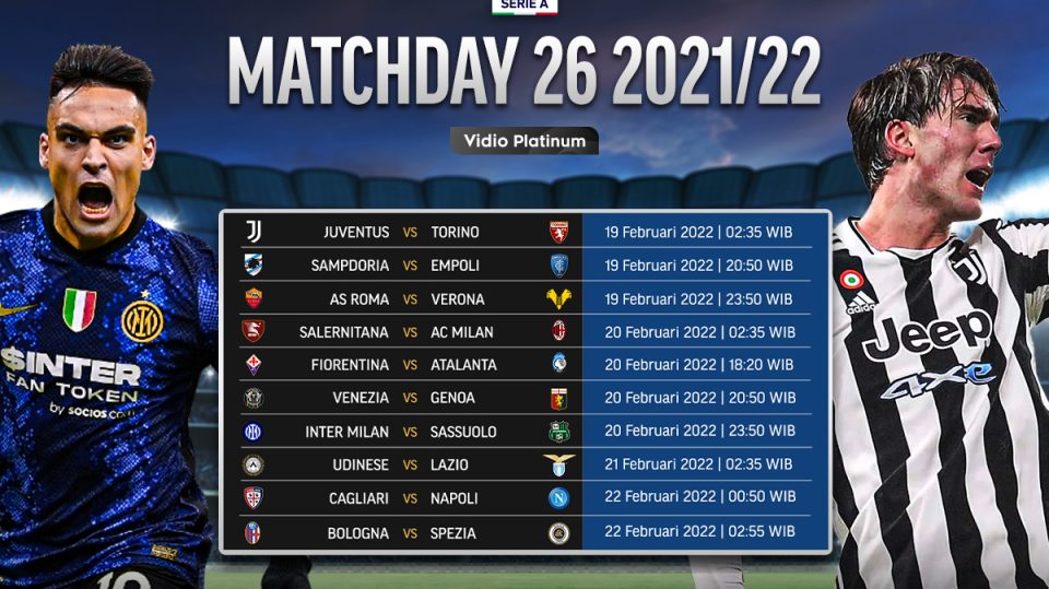 Jadwal Serie A 2021/22 Pekan 26 Live Streaming di Vidio
