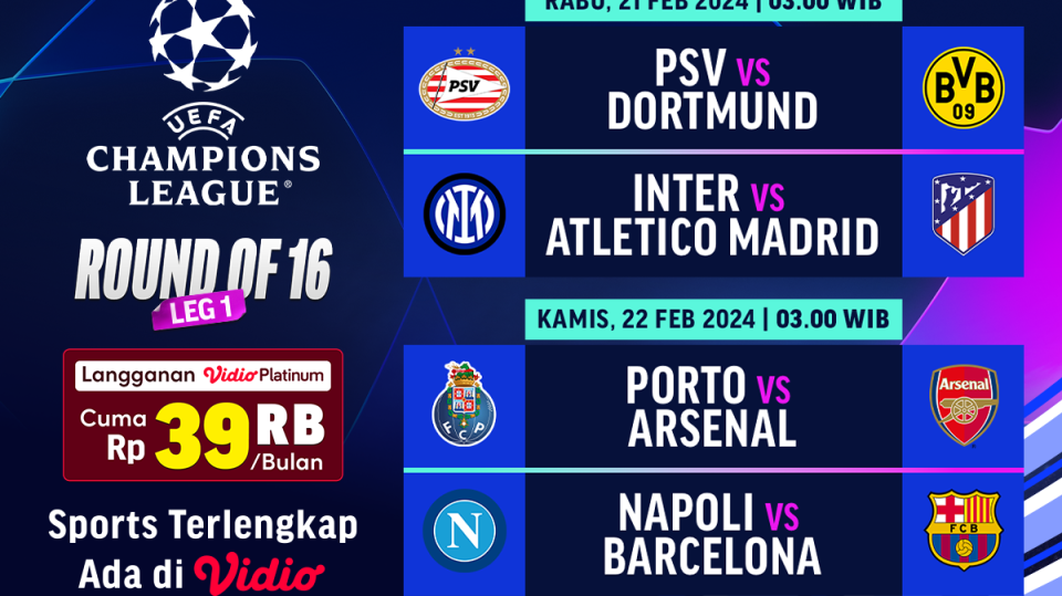 Jadwal Liga Champions 2023/2024 babak 16 besar