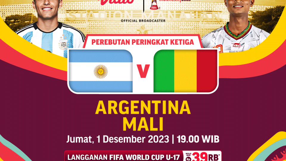 Argentina vs Mali: Jadwal dan Link Streaming. Perebutan juara 3 Piala Dunia u-17 2023. Saksikan di Vidio!
