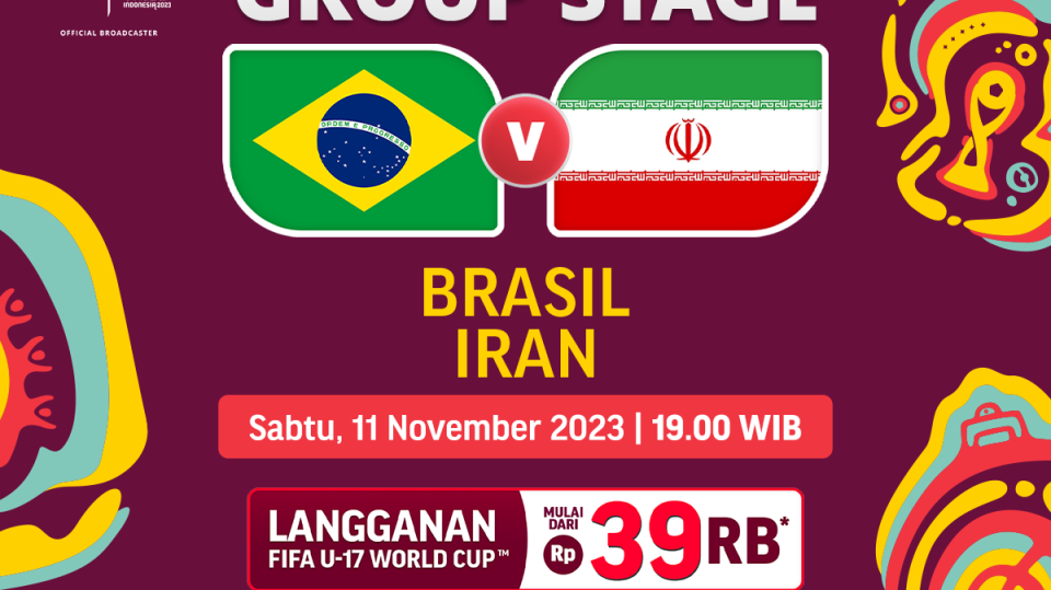 Jadwal link streaming Brasil vs Iran, Piala Dunia U-17 2023, Selasa 11 November 2023.