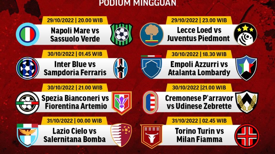 Klasemen Juara - Podium Mingguan 29-31 October 2022