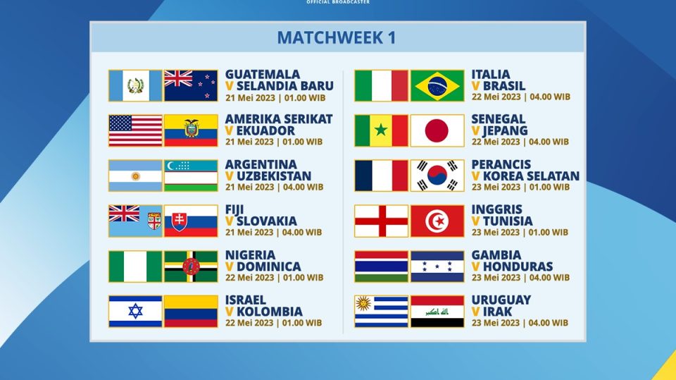 Jadwal Piala Dunia U-20 Week 1